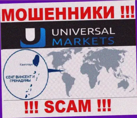Организация Universal Markets имеет регистрацию довольно далеко от оставленных без денег ими клиентов на территории St. Vincent and Grenadines