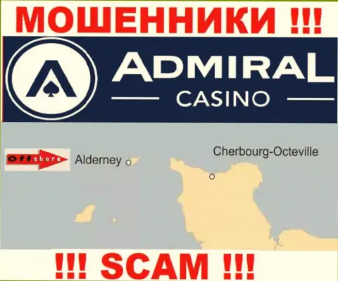 Т.к. AdmiralCasino имеют регистрацию на территории Алдерней, присвоенные средства от них не забрать
