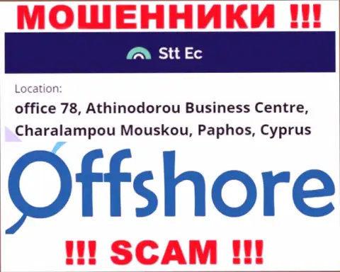Не советуем сотрудничать, с такого рода интернет ворюгами, как контора STT-EC Com, потому что засели они в оффшоре - office 78, Athinodorou Business Centre, Charalampou Mouskou, Paphos, Cyprus