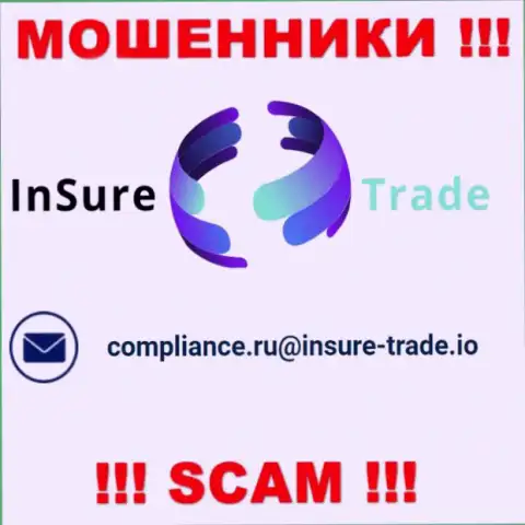 Компания InSure-Trade Io не прячет свой адрес электронного ящика и предоставляет его у себя на сайте