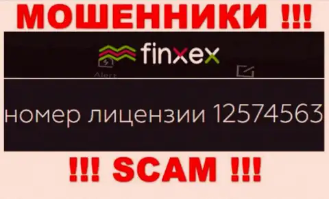 Finxex прячут свою жульническую сущность, показывая у себя на сайте лицензию