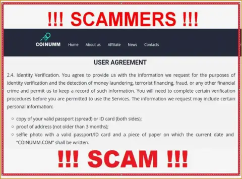 Coinumm OÜ Scammers are collecting all personal data from their clientage