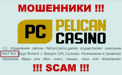 Юридическое лицо конторы PelicanCasino Games - это ВоТ Н.В.