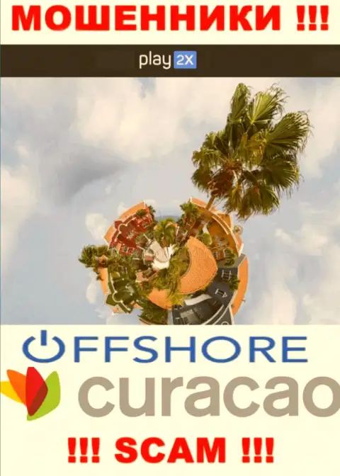 Curacao - офшорное место регистрации мошенников Плэй2Х, представленное у них на веб-сайте