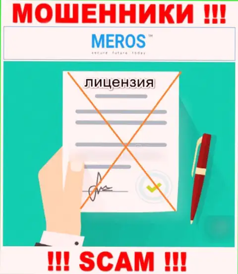 Компания MerosTM не имеет лицензию на осуществление своей деятельности, поскольку internet ворам ее не дали