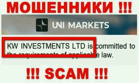 Руководством UNI Markets оказалась организация - KW Investments Ltd