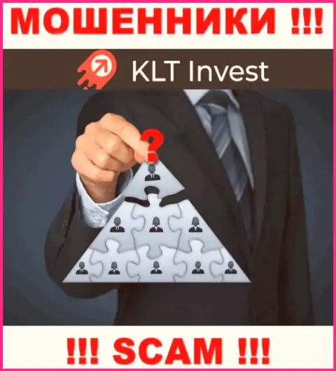 Нет возможности узнать, кто же является прямым руководством организации KLT Invest - это однозначно мошенники