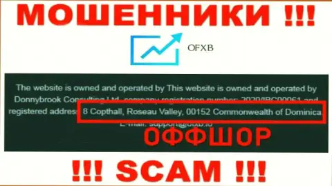 Контора OFXB пишет на сайте, что расположены они в оффшорной зоне, по адресу - 8 Copthall, Roseau Valley, 00152 Commonwealth of Dominica