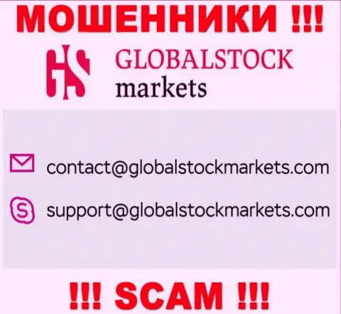 Установить контакт с интернет-мошенниками ГлобалСтокМаркетс Орг возможно по представленному е-майл (информация взята была с их интернет-площадки)