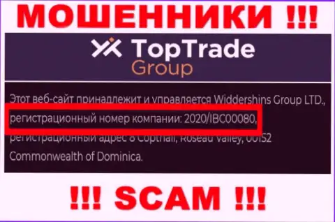 Регистрационный номер TopTrade Group - 2020/IBC00080 от грабежа денежных средств не сбережет