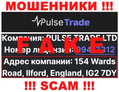На официальном сервисе Pulse Trade показан фиктивный адрес регистрации - это ШУЛЕРА !!!