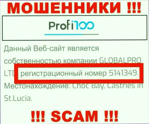 Profi100 Com - это очередное кидалово !!! Рег. номер указанной компании - 5141349