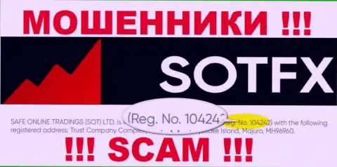 Как указано на официальном сайте мошенников SotFX: 10424 - это их регистрационный номер