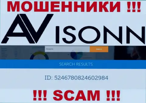Будьте крайне бдительны, присутствие регистрационного номера у организации Avisonn (5246780824602984) может быть заманухой