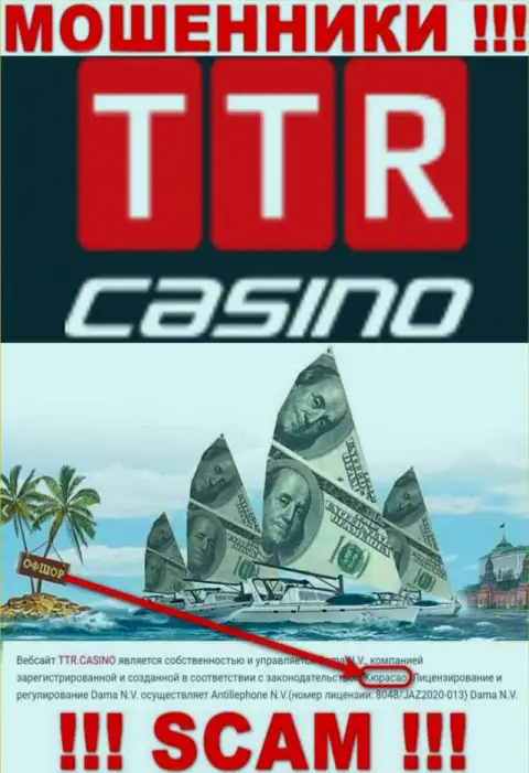 Кюрасао - это официальное место регистрации конторы TTR Casino
