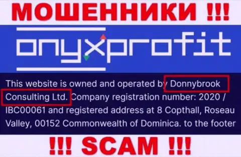 Юридическое лицо компании OnyxProfit Pro - это Donnybrook Consulting Ltd, информация взята с официального веб-сервиса