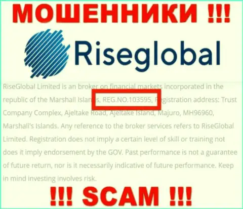 Рег. номер RiseGlobal Ltd, который мошенники засветили у себя на веб странице: 103595
