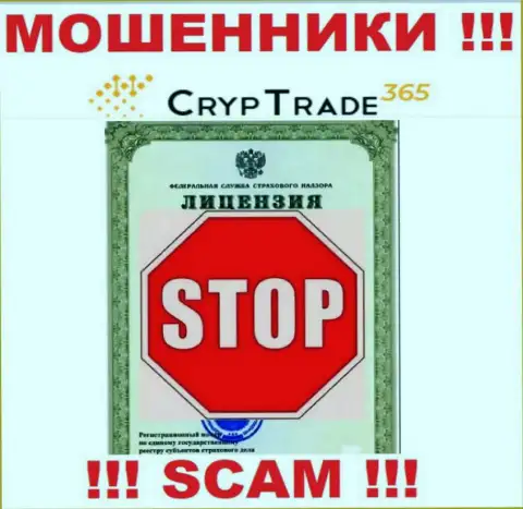 Работа CrypTrade365 незаконная, потому что данной организации не выдали лицензию