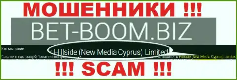 Юридическим лицом, владеющим интернет-мошенниками Bet Boom Biz, является Хиллсиде (Нью Медиа Кипр) Лтд
