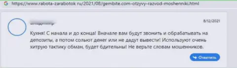 Создатель данного отзыва написал, что компания GemBite - это ВОРЫ !!!