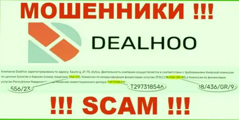 Махинаторы DealHoo успешно лишают средств доверчивых клиентов, хоть и представили свою лицензию на web-сайте