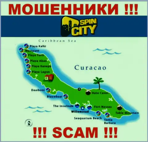Юридическое место базирования Spin City на территории - Curacao