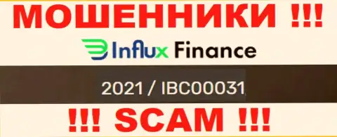 Рег. номер разводил InFluxFinance Pro, расположенный ими у них на веб-ресурсе: 2021 / IBC00031