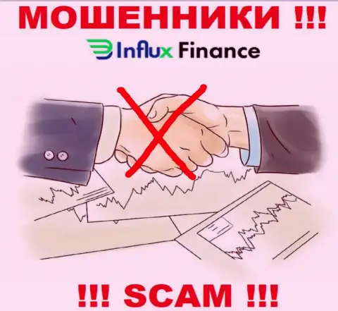 На интернет-ресурсе мошенников InFluxFinance не имеется ни слова о регуляторе компании