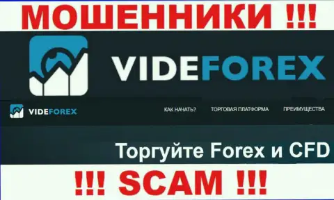Сотрудничая с VideForex, сфера деятельности которых Форекс, можете лишиться вложенных денег