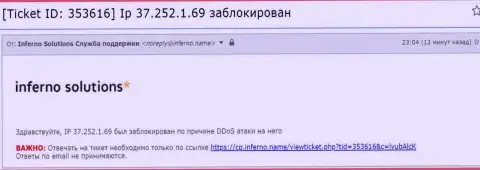 Свидетельство ДДос-атаки на интернет-ресурс Exante Obman.Com