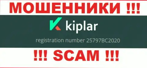 Регистрационный номер компании Kiplar, в которую финансовые активы лучше не вкладывать: 25797BC2020