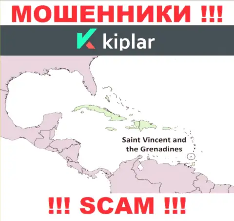 МОШЕННИКИ Kiplar Com имеют регистрацию невероятно далеко, а именно на территории - St. Vincent and the Grenadines