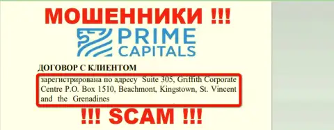 Prime-Capitals Com спрятались на территории Kingstown, St. Vincent and the Grenadines и беспрепятственно сливают финансовые средства