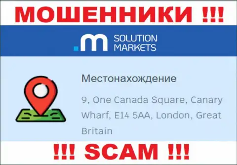 На информационном сервисе Solution Markets нет реальной информации об местонахождении конторы - это ВОРЫ !!!