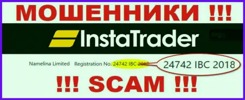 Номер регистрации компании InstaTrader Net - 24742IBC2018