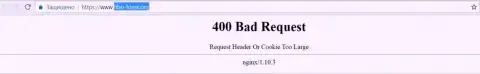 Официальный web-ресурс компании Фибо Форекс несколько дней недоступен и показывает - 400 Bad Request (неверный запрос)