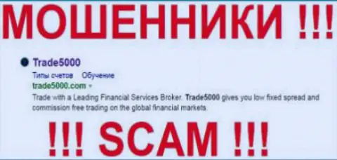 Trade 5000 - это КУХНЯ !!! SCAM !!!